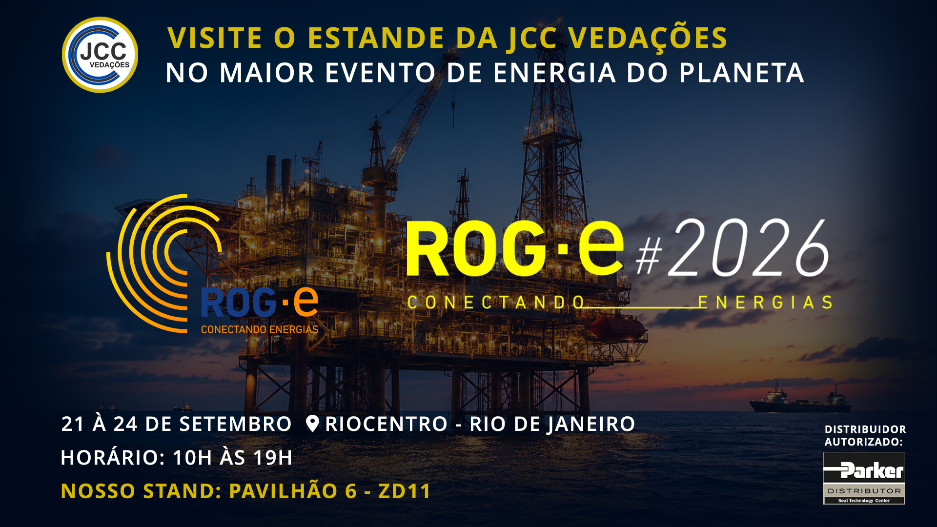 Visite o estande da JCC Vedações na ROG-e 2026 - 21 a 24 de setembro, Riocentro, Rio de Janeiro
